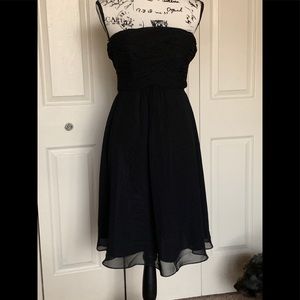 White House Black Market Black Chiffon Strapless Dress